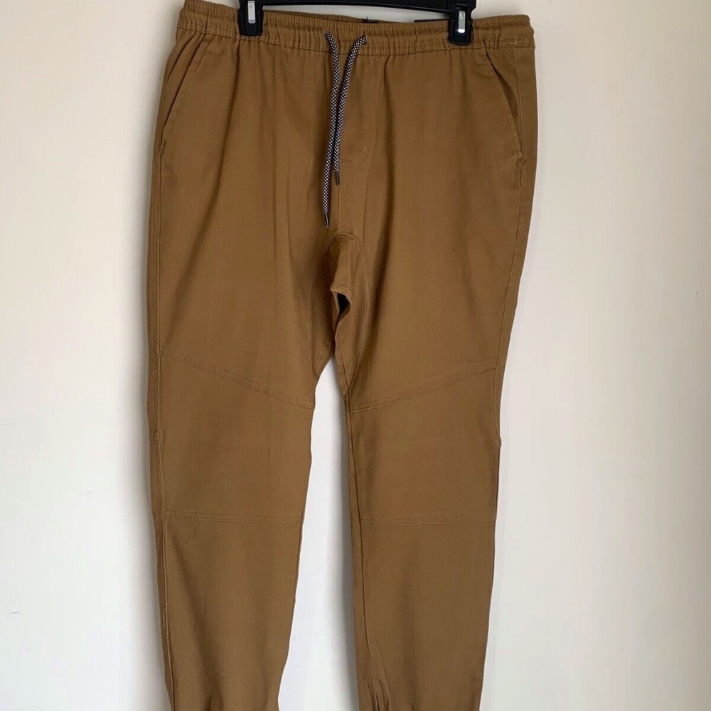Brooklyn Cloth Cargo Jogger Men’s Drawstring Pants Beige Size Large Tapered Leg
